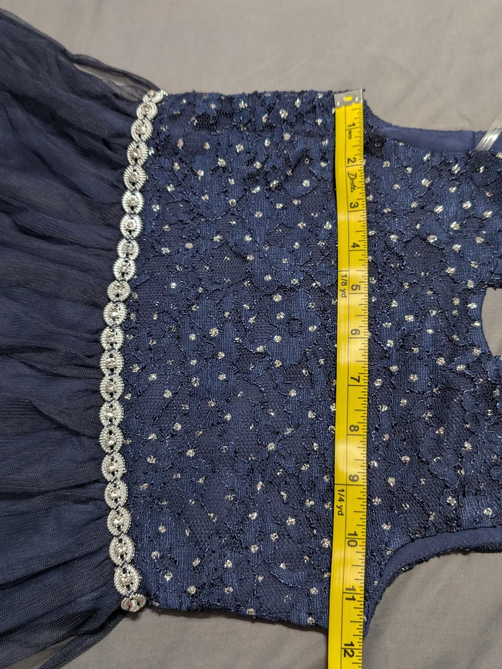 Speechless Kids Navy Lace Dress with Sparkle Accents